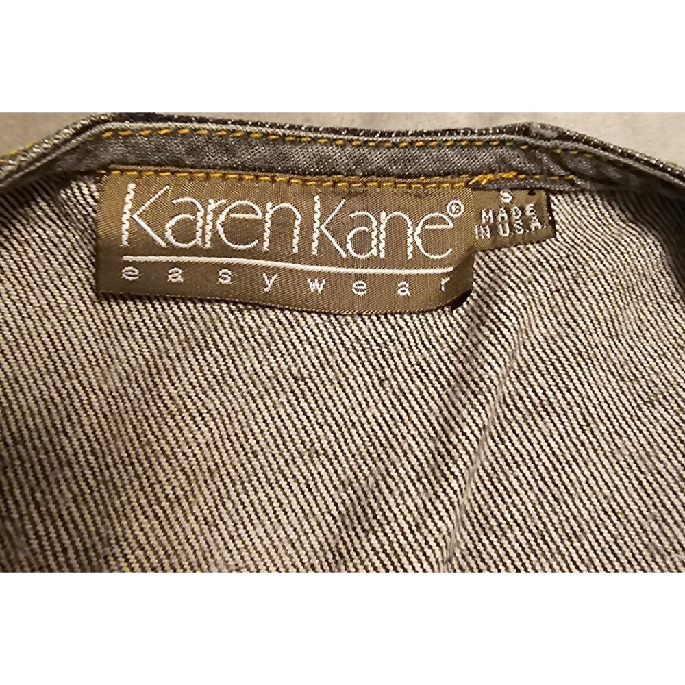 Karen Kane Women's Embroidered Black Denim Vest With Floral Design Size S 100% C - Picture 6 of 10
